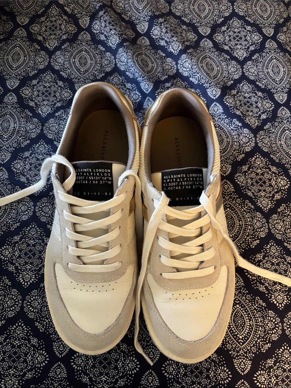 AllSaints Women's Beige and Cream Leather Low-Top Sneakers